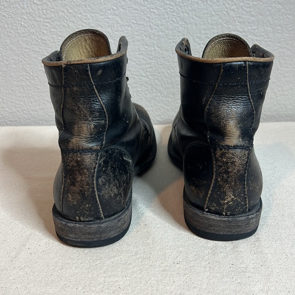 Vintage Frye Tyler Lace-Up Boots – Distressed Black Leather Made in Mexico - Picture 3 of 8